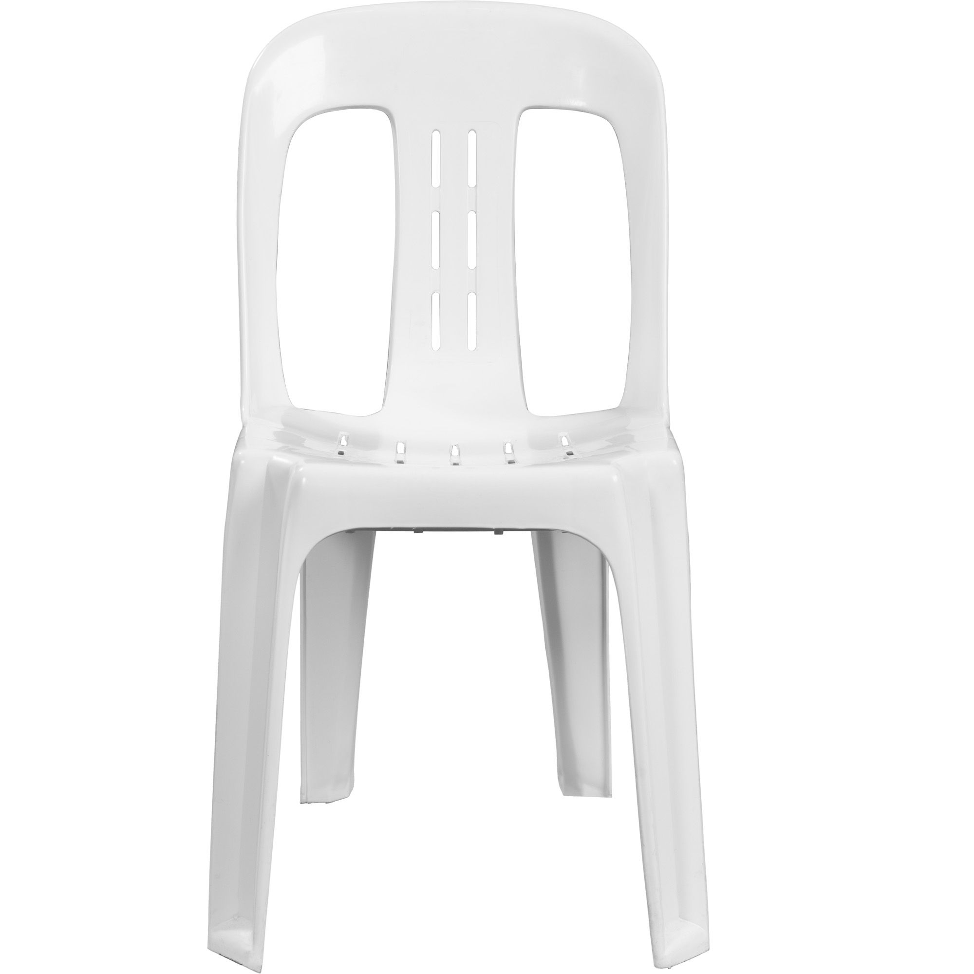 white stackable chair