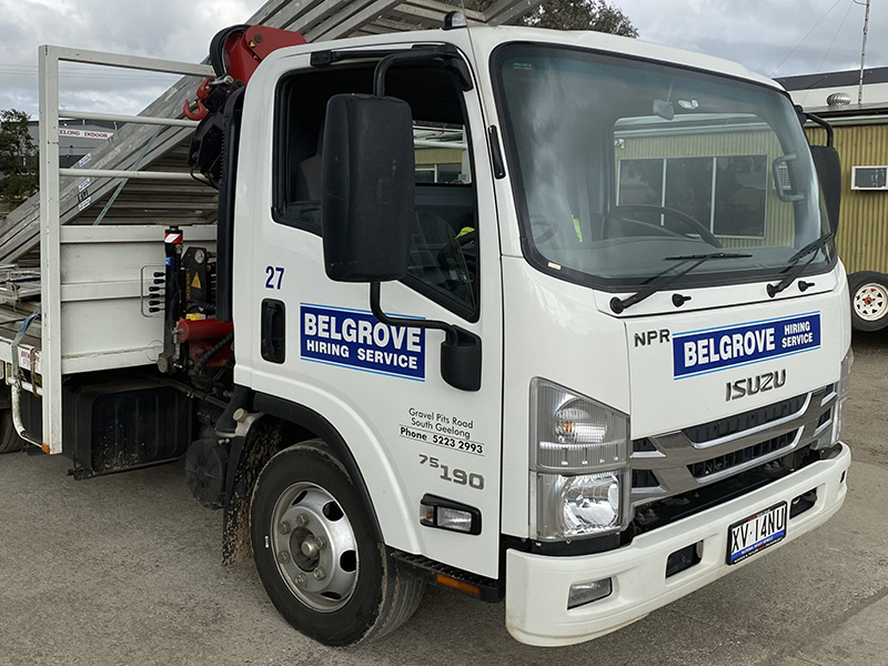 Belgrove Hire equipment hire delivery fleet - small crane truck