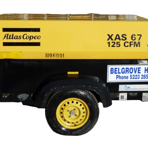 Yellow Mobile Compressor for hire in Geelong and surrounding areas