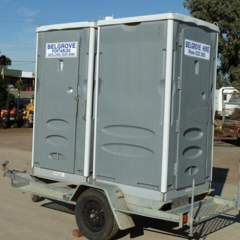 Dual towable toilet for hire in Geelong